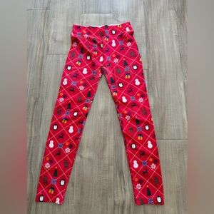 Vibrant Red Holiday Print Leggings